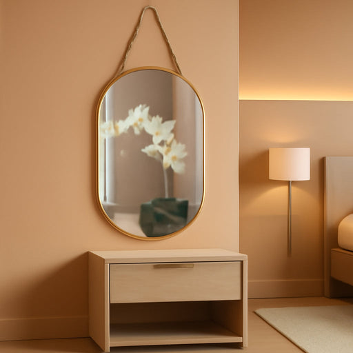 Gleaming Gold Oval Wall Mirror 16x9.2 Architectural