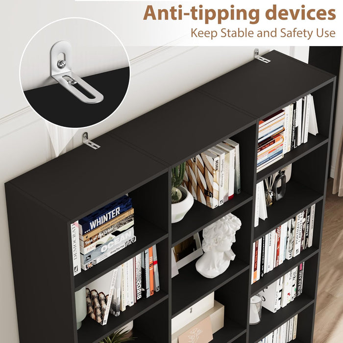 Black 74 Inch ExtraTall Displayable Bookshelf System