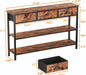 Long 47" Console Sofa Table with 3 Drawers, Entryway Table with 3-Tier Storage Shelves, Industrial Display Shelf for Entry Way, Hallway, Couch, Living Room, Kitchen, Foyer, Rustic Brown