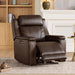 Power Recliner Lay Flat with Headrest, Leather Dark Brown