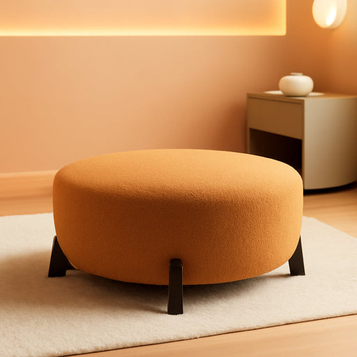 Tatia Modern Bouce Upholstered Ottoman Coffee Table, Multi-Functional Sofa Footrest with Wooden Frame, Extra Seating for Living Room, Bedroom, Entryway, Brown+Pumpkin Orange