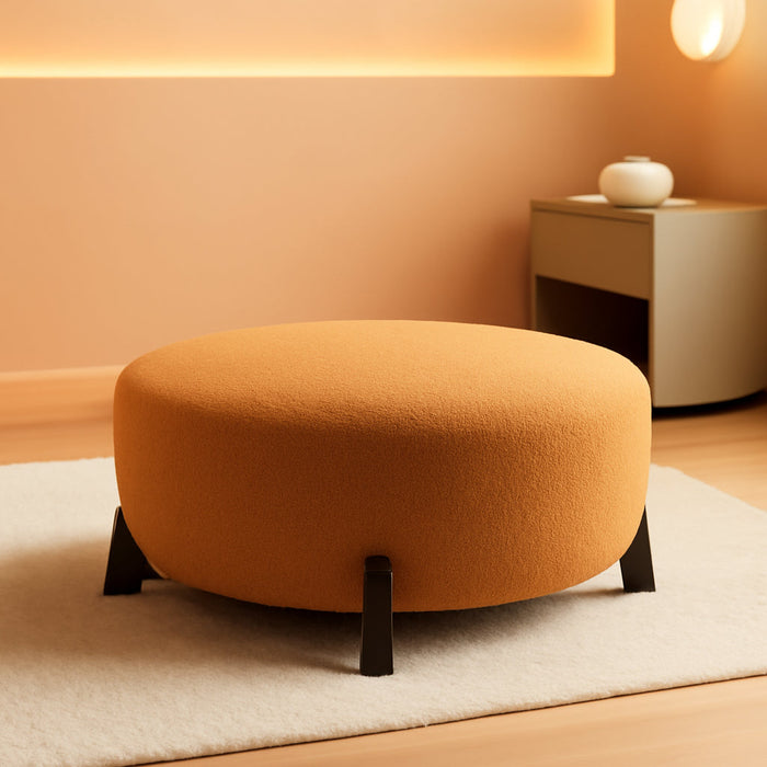 Tatia Modern Bouce Upholstered Ottoman Coffee Table, Multi-Functional Sofa Footrest with Wooden Frame, Extra Seating for Living Room, Bedroom, Entryway, Brown+Pumpkin Orange