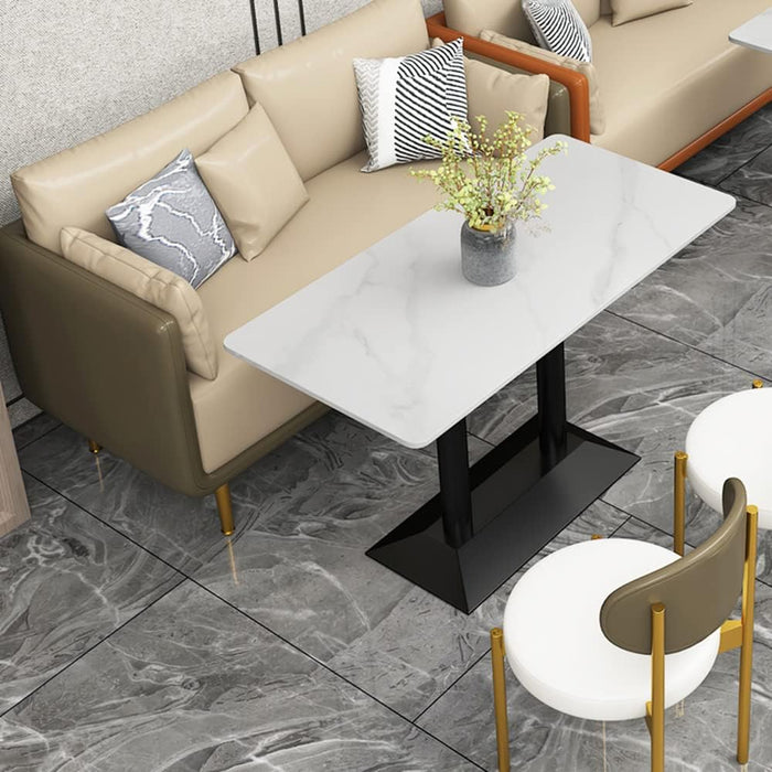 White Sintered Stone Rectangular Dining Table Base