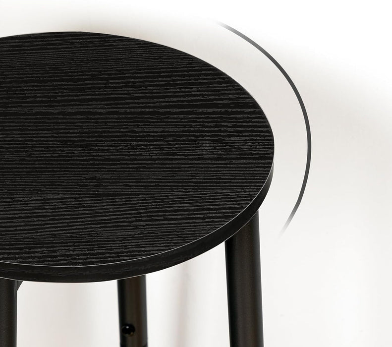 Bar Stools, Bar Stools Set of 2, Counter Height Stools with Footrest, Breakfast Bar Stools, Sturdy Steel Frame, for Dining Room, Kitchen Island, Party, Easy Assembly, Black BK03BY01N1