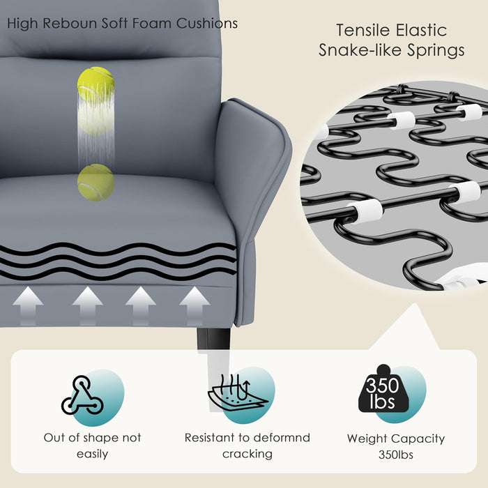 Gray Upholstered Suede Armchair With Durable Timber