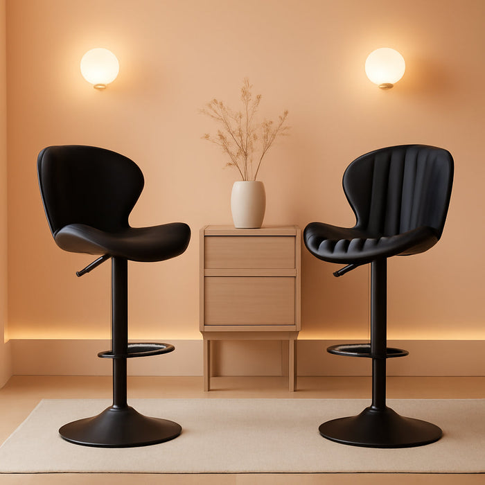 Bar Stools Set of 3 Modern Swivel Bar Chairs, Barstools Counter Height with High Backrest, Easy 3-5 Minute Assembly for Bar, Kitchen, Dining Room Black