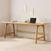 Solid Wood Writing Table - 72" W Minimalist Long Computer Desk, Oak