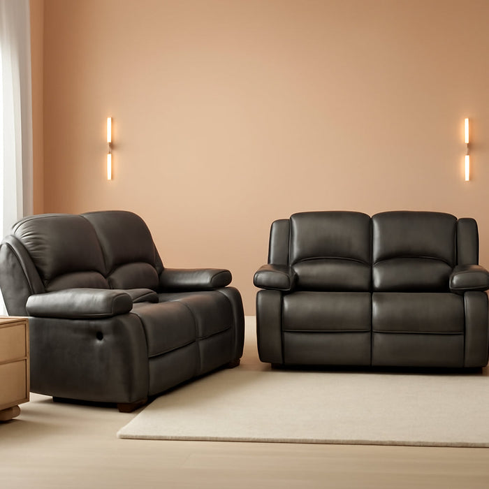 2PC Bonded Leather Reclining Sofa Loveseat Set Living Room Set 8018 Multiple Colors (Gray)