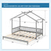 Extendable House Bed Twin to King Daybed with Roof and Fence Rails