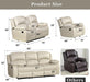 3PC Faux Leather Reclining Couch Set, Living Room Furniture Set, Sofa, Loveseat, Glider, 8018 Multiple Colors (Beige, Sofa+Loveseat+Chair)