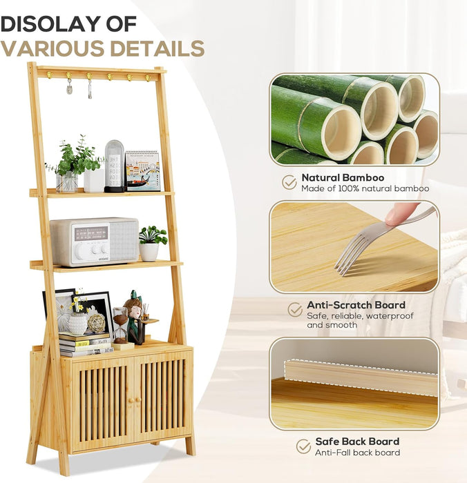 Tall Bamboo Integrated Floorstanding Bookcase With Drawers