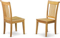 POC-OAK-W Portland Kitchen Dining Chairs - Slat Back Wooden Seat Chairs, Set of 2, Oak