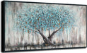 Framed Teal TreeOfLife CanvasArtwork Wall Art 58x29