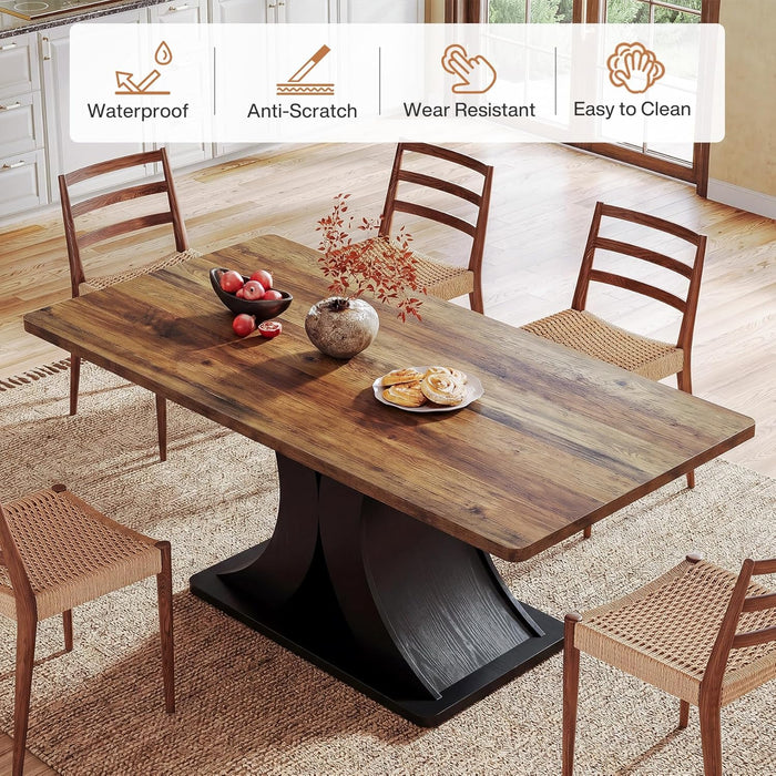 55 Inches Engineered Farmhouse Dining Table EbonyTone