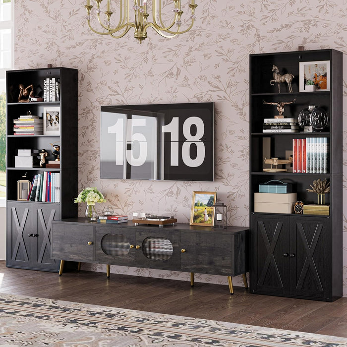 70-Inch Tall Industrial-Grade 6-Shelf Bookcases With Doors