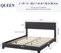 Queen Bed Frame with Adjustable Headboard, Faux Leather Platform Bed with Wood Slats, Heavy Duty Mattress Foundation, No Box Spring Needed, Noise-Free, Easy Assembly, Black