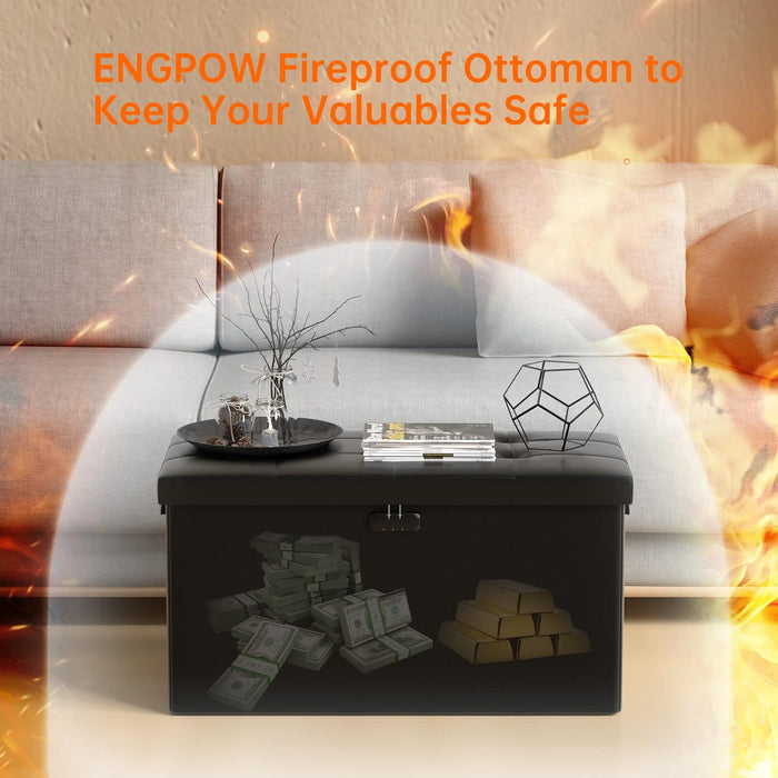 30 Inch Fireproof Waterproof Locking Storage Ottoman