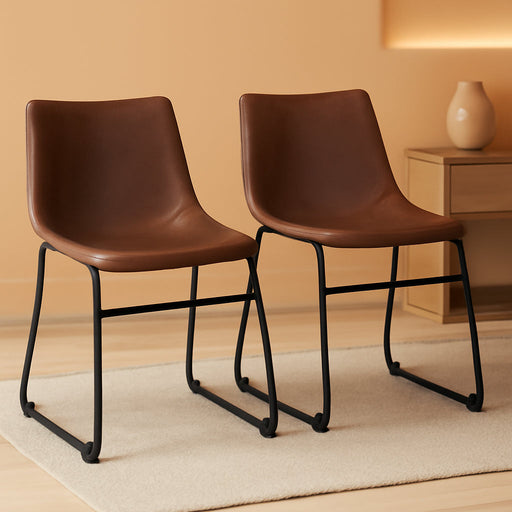 Mid Century Centiar 18.75" Dining Bucket Chair, 2 Count, Black and Brown