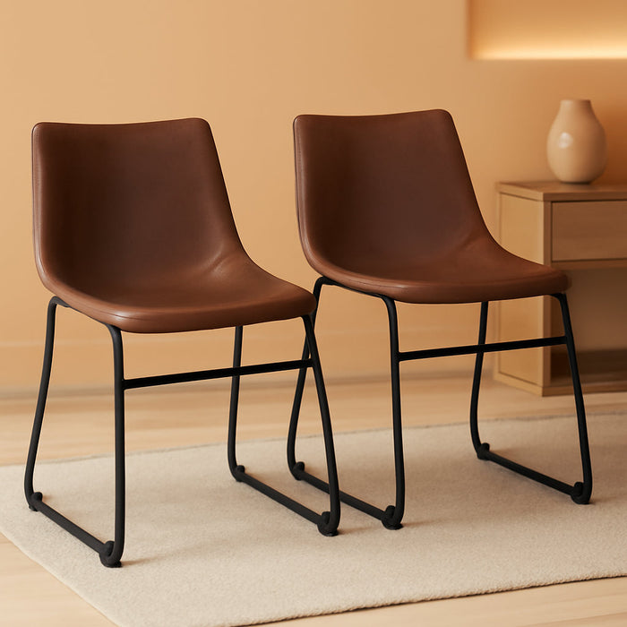 Mid Century Centiar 18.75" Dining Bucket Chair, 2 Count, Black and Brown