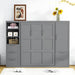 Queen Size Murphy Bed with 1 Closet,3 Drawers and 3 Open Shelves,Wood Folding Murphy Wall Bed (Grey)