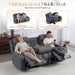 with Adjustable Headrest, Zero Wall Hugger Reclining Couch RV Loveseat Recliner Sofa with Charge Device &Drop down Table (Dark Gray, Sofa)