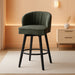 Swivel Counter Height Bar Stools Set of 4, 26'' Modern Barstools with Backs and Metal Legs, Upholstered Bar Chairs, Faux Leather Green Stools for Kitchen Island Chairs