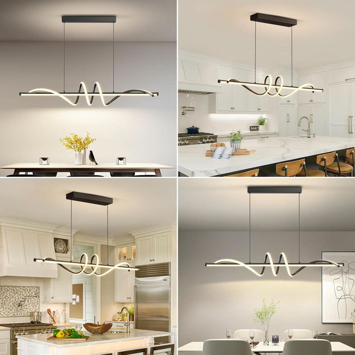 Modern LED Pendant Lights, 39In Chandelier Dimmable with Remote Control 3000K-6000K Adjustable Color Temperature, Aluminum Island Lighting Lamp Fixture for Kitchen, Dining Room, Billiard Room