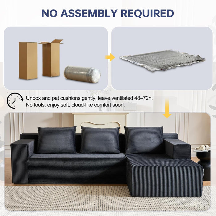 Modular Contemporary Sectional Sofa Right Facing Grey