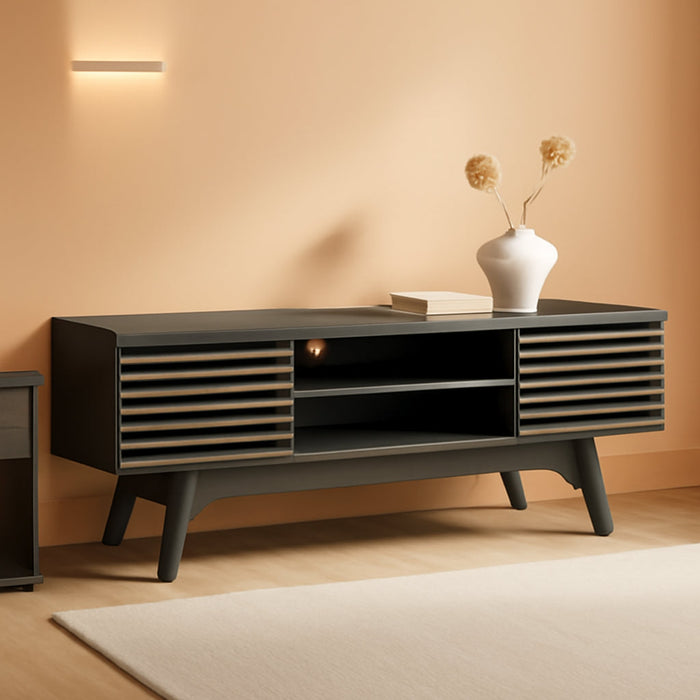 Render Mid-Century Modern Low Profile 46 Inch Media Console TV Stand in Charcoal, 46"