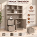 72'' Tall Bookshelf with Power Outlet, 2 Drawer File Cabinet for A4 Hanging Files, 3-Tier Open Shelves & Closed Storage Cabinets, Multifunctional Printer Stand - Greige