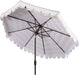 Outdoor - Vienna 9-Foot Crank Patio Umbrella - Beige & White Canopy - Brown Aluminum Pole - Single Scallop Trim Design - Ideal for Patio, Deck, Poolside, Backyard (PAT8011A)