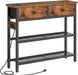 29.5" Narrow Console Table with Power Outlet, Small Entryway Table with 2 Fabric Drawers, behind Couch Table Sofa, 3-Tier Storage Shelves, for Living Room, Hallway, Rustic Brown BF72UXG01