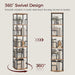 Rotating Corner Bookshelf Five Tier WalnutWoodFinish