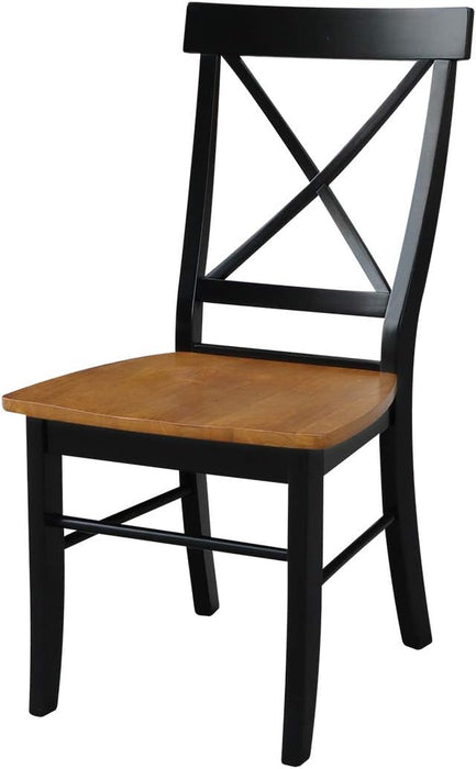 International Concepts X- Back Chair with Solid Wood Seat, Black/Cherry