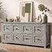 59" Wide Dresser for Bedroom with 8 Drawers, Farmhouse Wood Grey