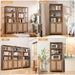 71" Tall Rattan Bookshelf with Doors for Living Room Library | 5 Tier Book Shelf Storage Shelves Large Boho Bookshelves Farmhouse Bookcase Book Case for Bedroom Home Office Kitchen