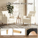 Beige Upholstered Accent Chair Featuring Lumbar Pillow