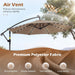10Ft Solar Patio Umbrella with Base Included, Offset Cantilever Outdoor Umbrella with 32 LED Lights, 360 Degree Rotation, Crank Handle for Pool Deck Garden Backyard (Tan)