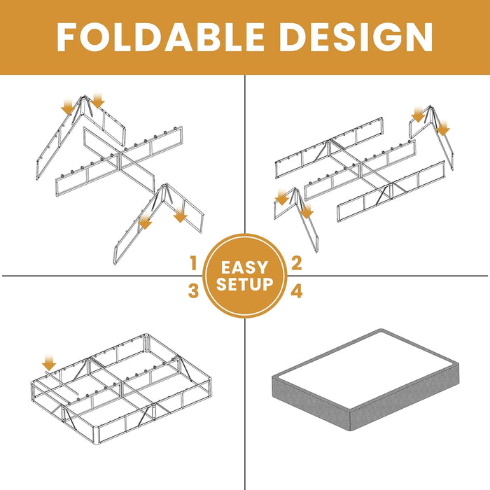 Box Springs King Size 10 Inch, High Profile King Box Spring 3500 Lbs Black Heavy Duty Metal Mattress Foundation with Easy Clean Fabric Cover, Easy Assembly