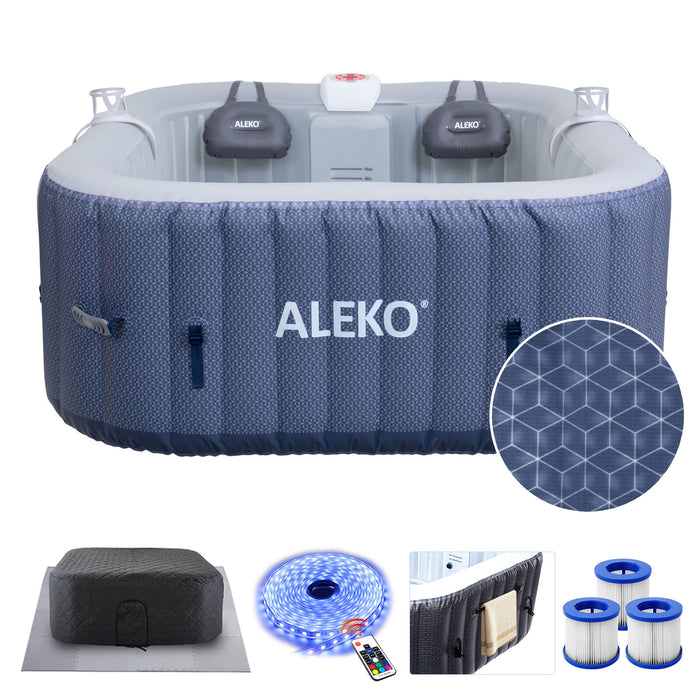 ALEKO Square Inflatable 4 Prs Hot Tub Spa 120 Bubble Jets Lucca Collection