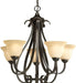 Elegant Transitional Chandelier Tea Stained Glass Bronze