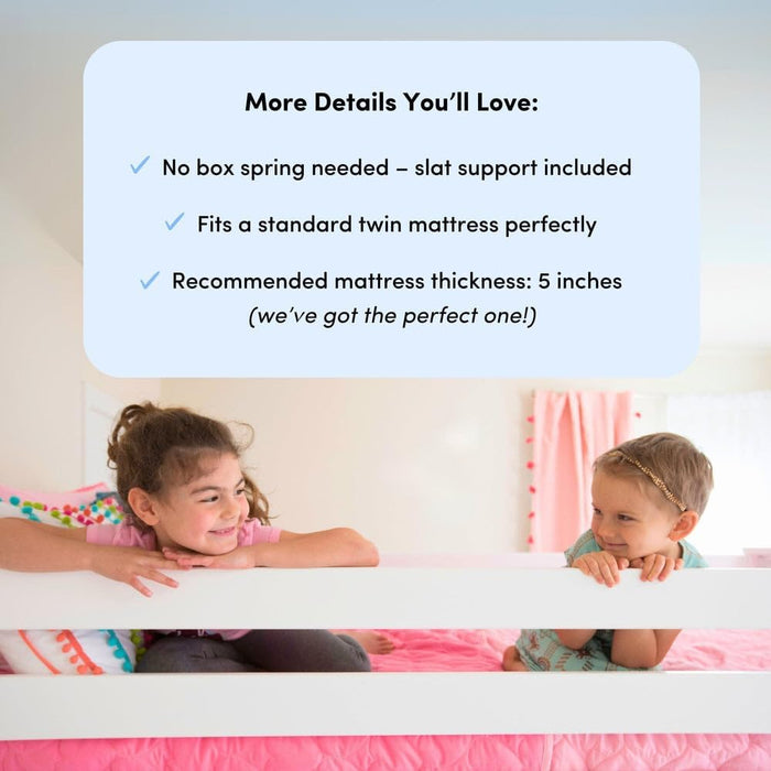 White NewZealandSolidPine Twin Over Twin BunkBedFrame