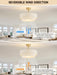 Boho Ceiling Fan with Light, Caged Fabric Fandelier Rattan Chandelier Fan