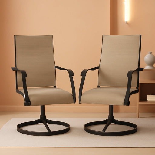 Patio Chairs Set of 2, Outdoor Swivel Chairs Set of 2,Khaki