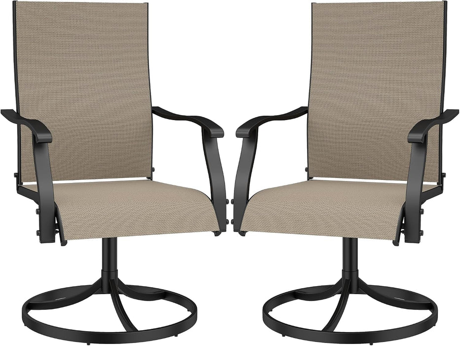 Patio Chairs Set of 2, Outdoor Swivel Chairs Set of 2,Khaki