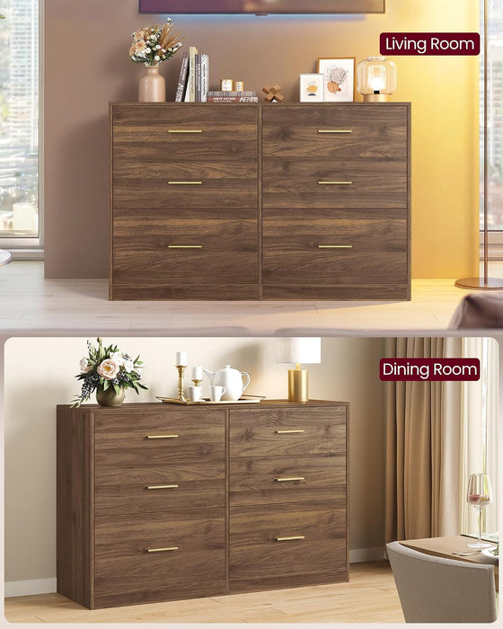 6-Drawer Dresser, Chest of Drawers, 46.9 X 15.8 X 30.7 Inches