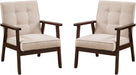 Fabric Mid-Century Modern Accent Chair Set of 2, Upholstered Armchair with Solid Wood Frame, Reading Chair for Living Room, Bedroom