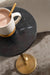 Engles Traditional Adjustable-Height Pedestal Drink Table, 10 X 10 X 30, Black Marble and Antique Brass, Vintage round Indoor Metal Plant Stand with Authentic Marble Tabletop