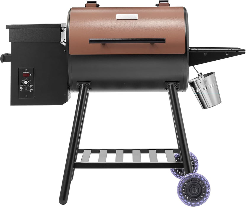 Wood Pellet Grill Smoker, 8 in 1 BBQ Grills for Outdoor Cooking, 456 Square Inches Cook Area Electric Grill and Smoker, with Digital Controller, Meat Probe, 500°F Max Temperature, Black