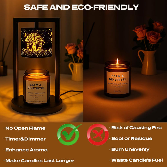Candle Warmer Lamp with Timer Dimmer, 4 Adjustable Brightness Electric Candle Wax Melt Warmer, Best Birthday Gifts for Women Mom, Mothers Day Gifts, House Warming Gifts New Home Decor (Tree of Life)